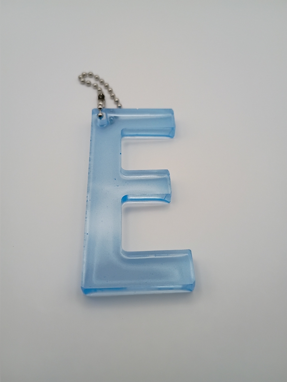 Handmade Resin Letter E Keychain Blue Clear Initial Charm Gift Cute